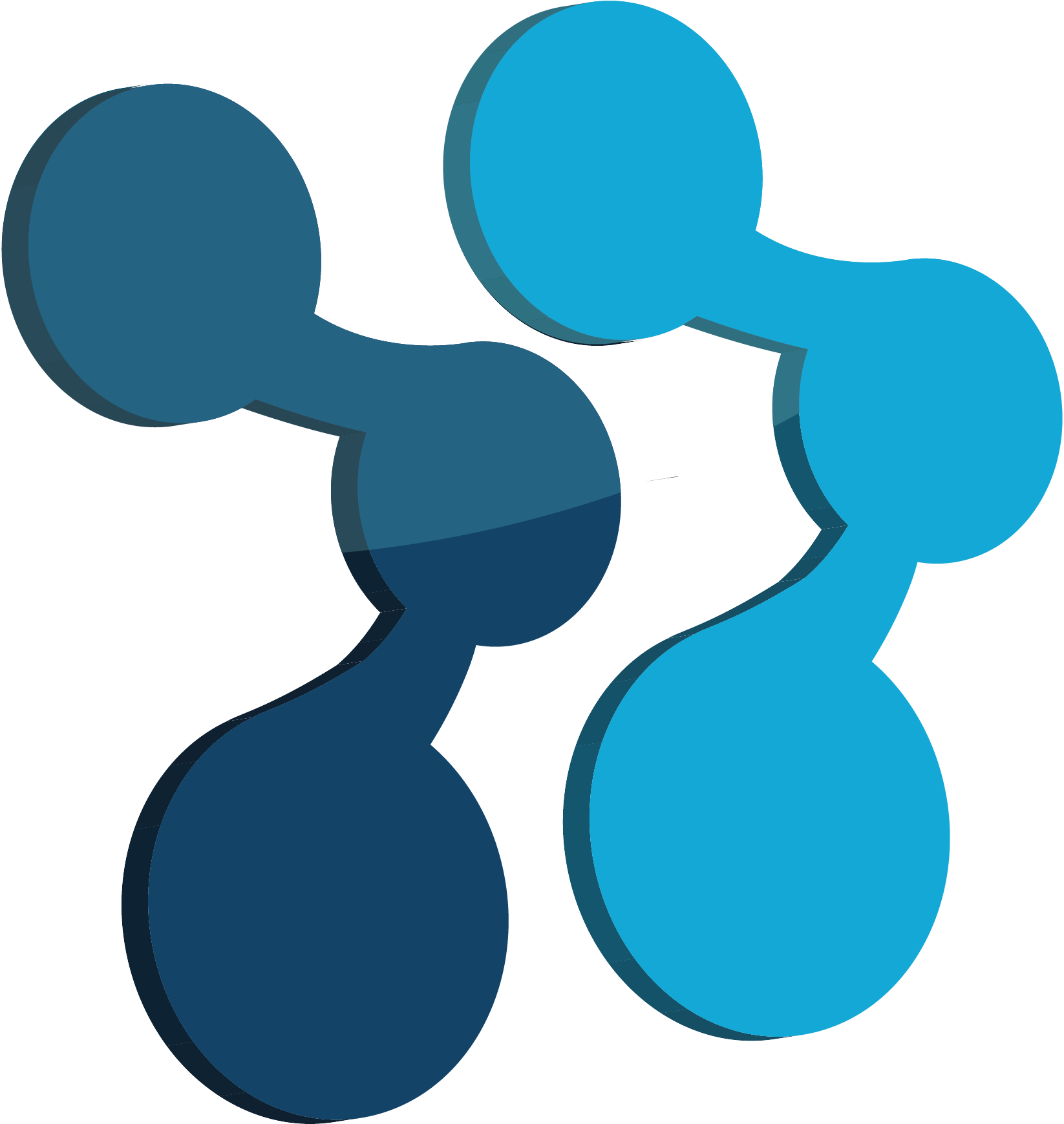 Logo avec seulement les deux molécules bleus